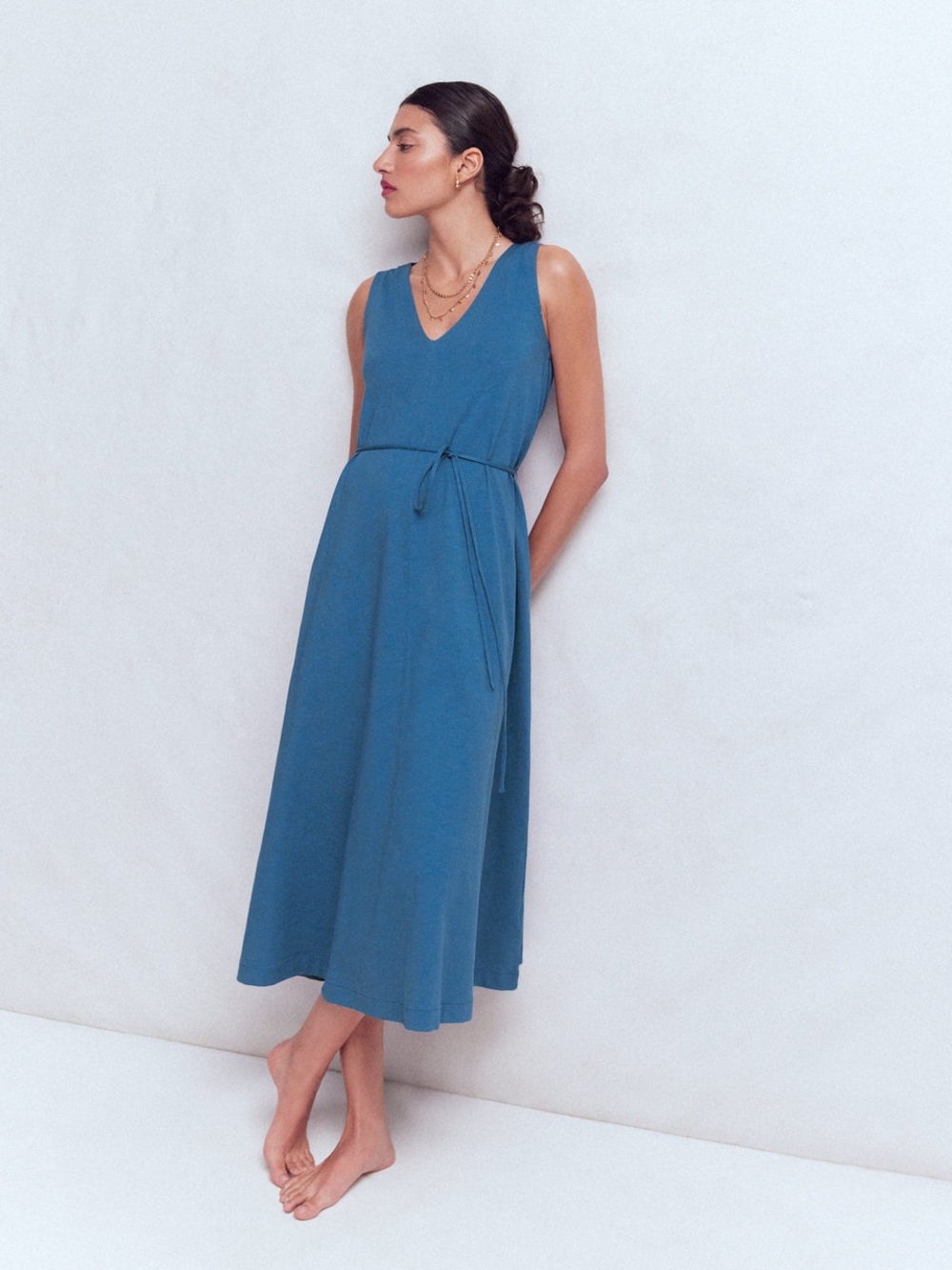 BODEN MIA V-NECK JERSEY MIDI DRESS